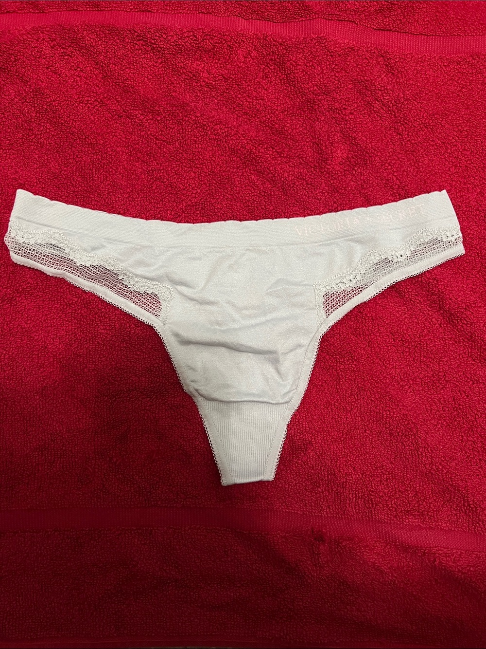Victoria's Secret light grey Thong with Lace Detail